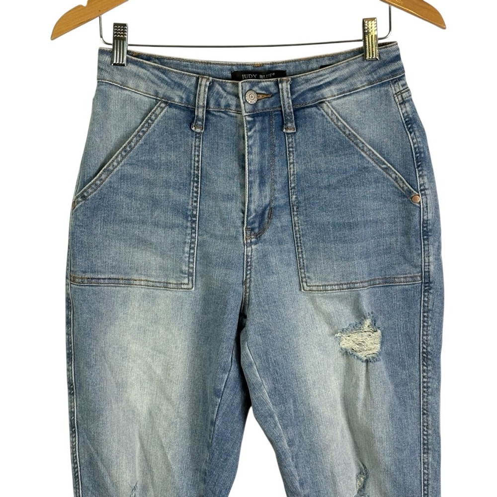 Judy Blue Jeans 7/28 High Waist Patch Pocket & Destroy Boyfriend Denim 88825 - Picture 5 of 16